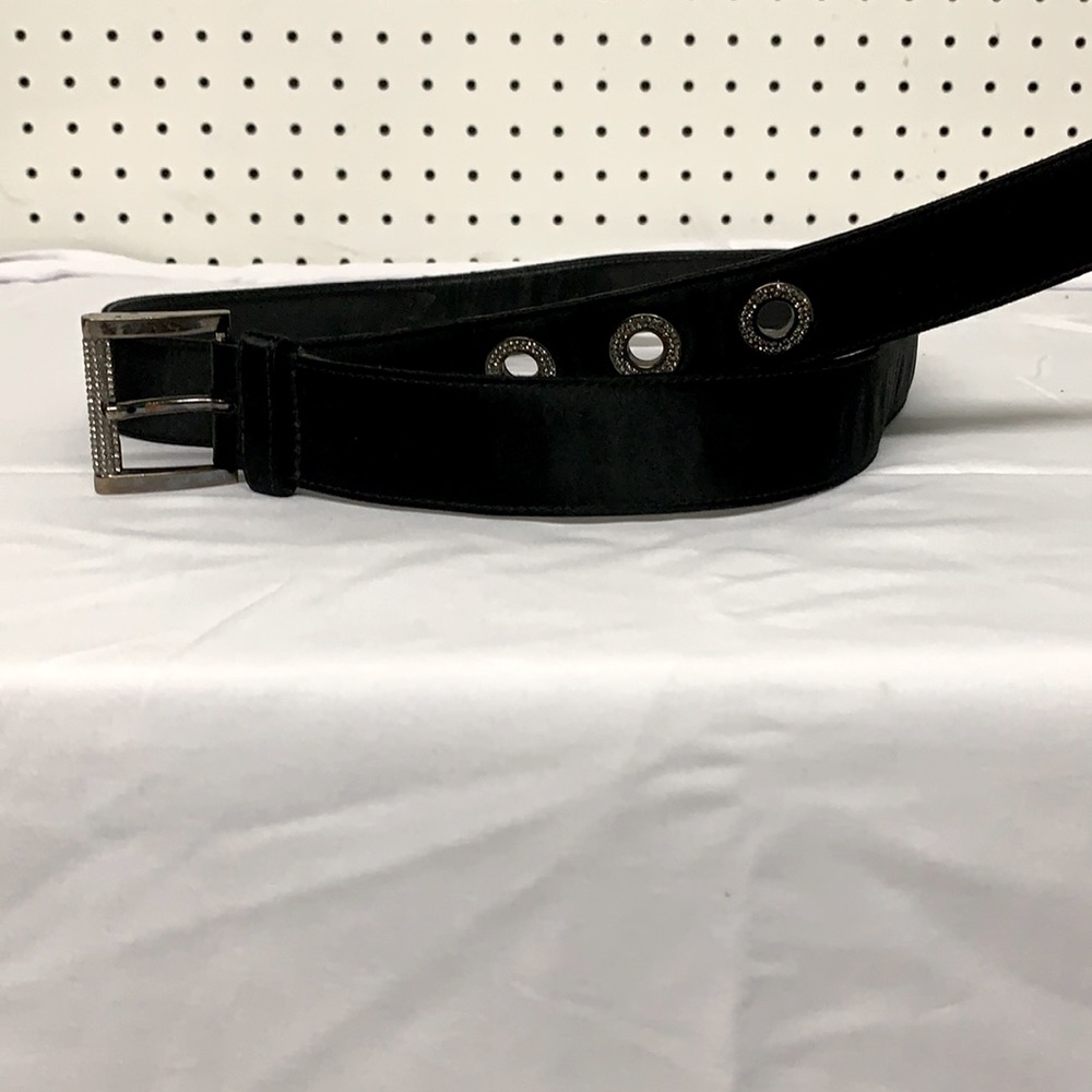 Authentic PRADA women’s belt with rhinestones.  Satin and leather.